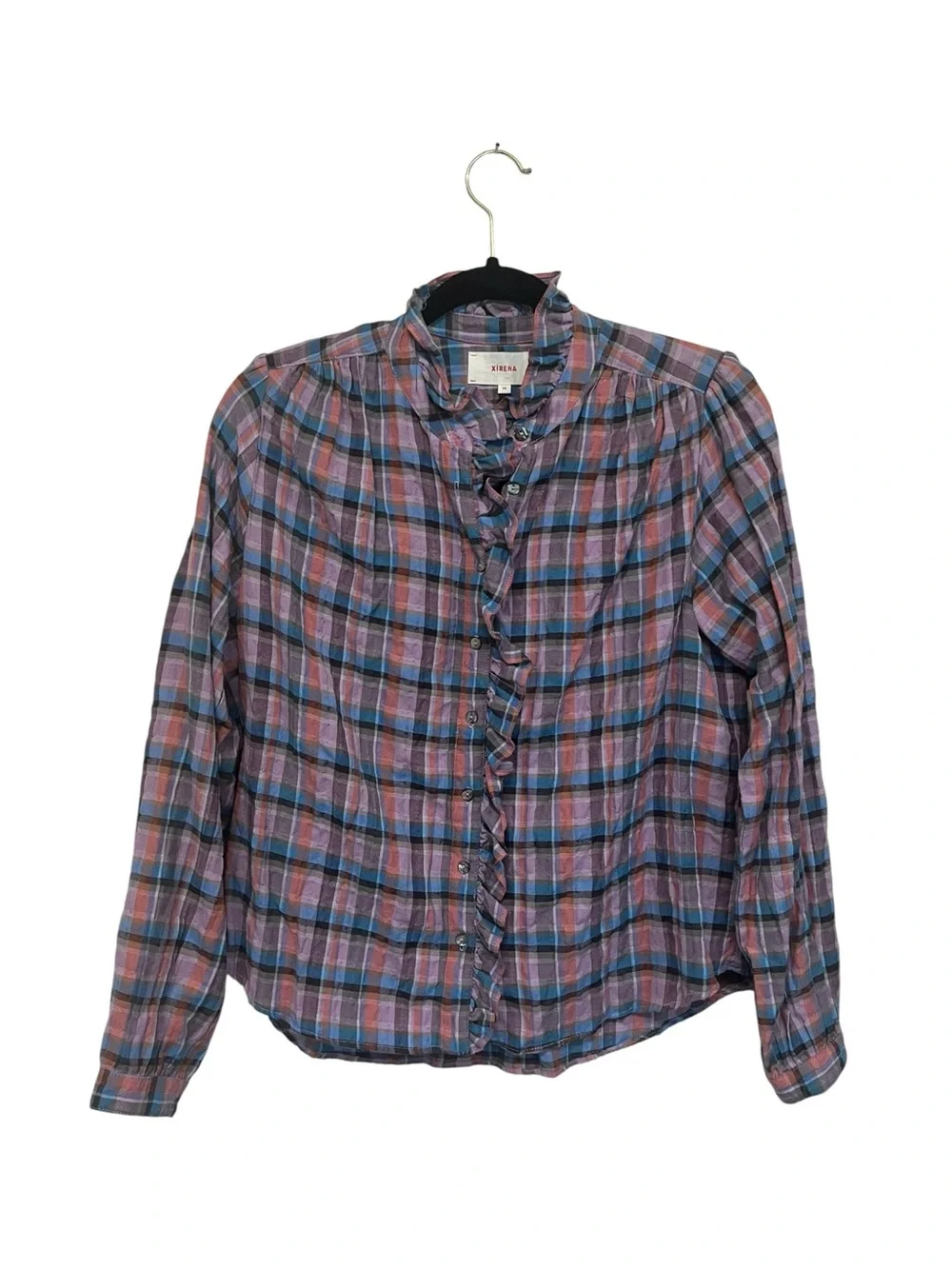 XIRENA | Purple‎ Plaid women's Nicholson shirt XS
